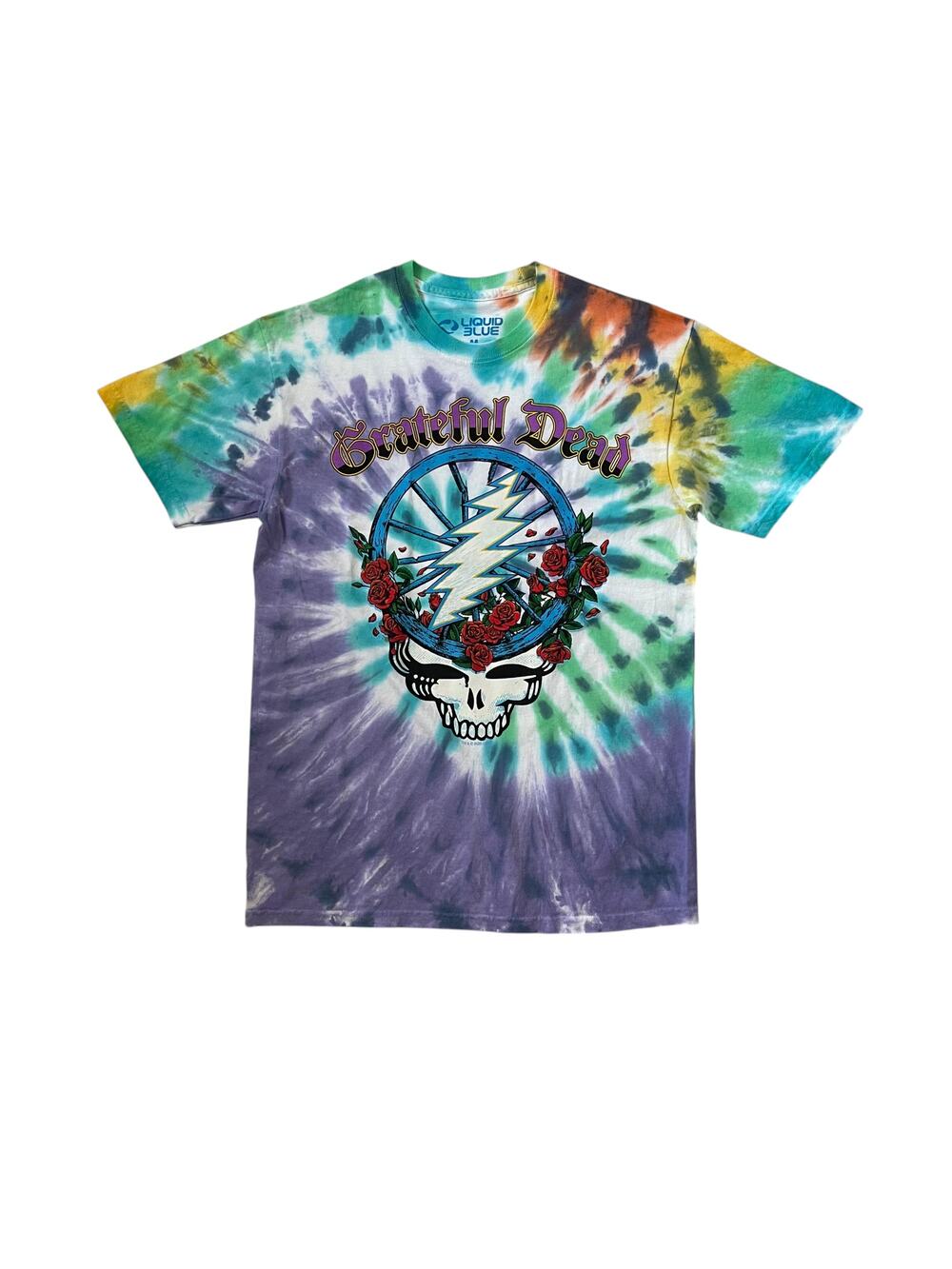 Liquid Blue Grateful Dead Steal Your Wheel T-Shirt - Tie Dye - Skull - Size M